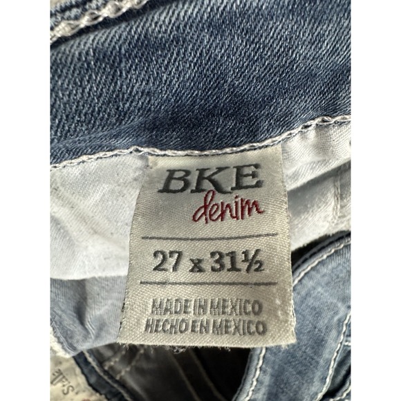 BKE Jeans Womens 27R Stella Skinny Grunge Distressed Whiskered Stretch Western - Picture 4 of 16